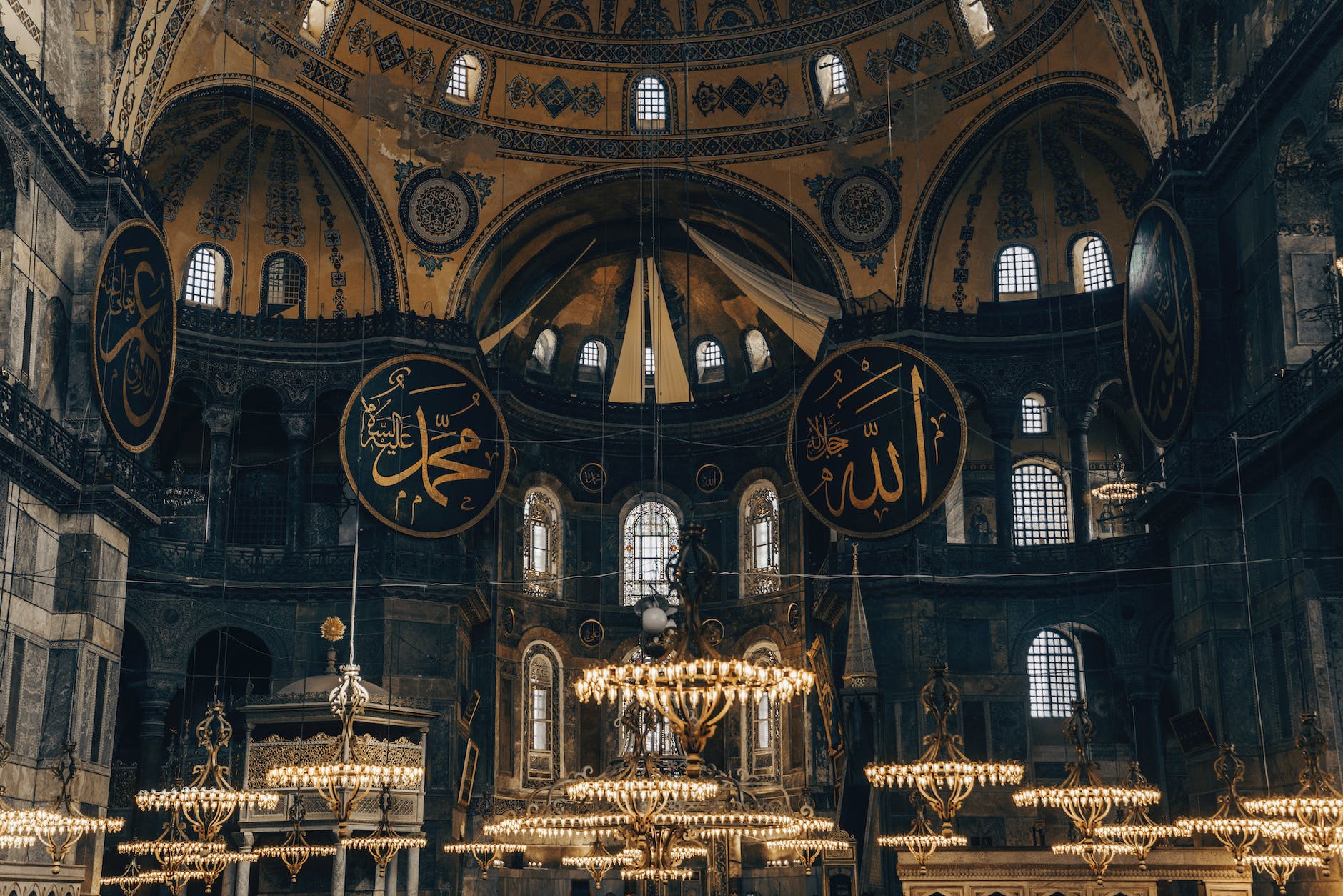 the interior of the hagia sophia grand mosque